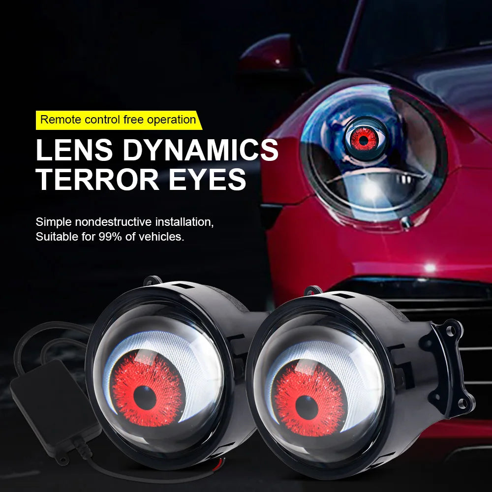 3-inch Devil's Eye LED Car Dynamic Lights Led Lenses Retrofit Kits Assembly Auto Accessories Headlight 12v with Remote Control