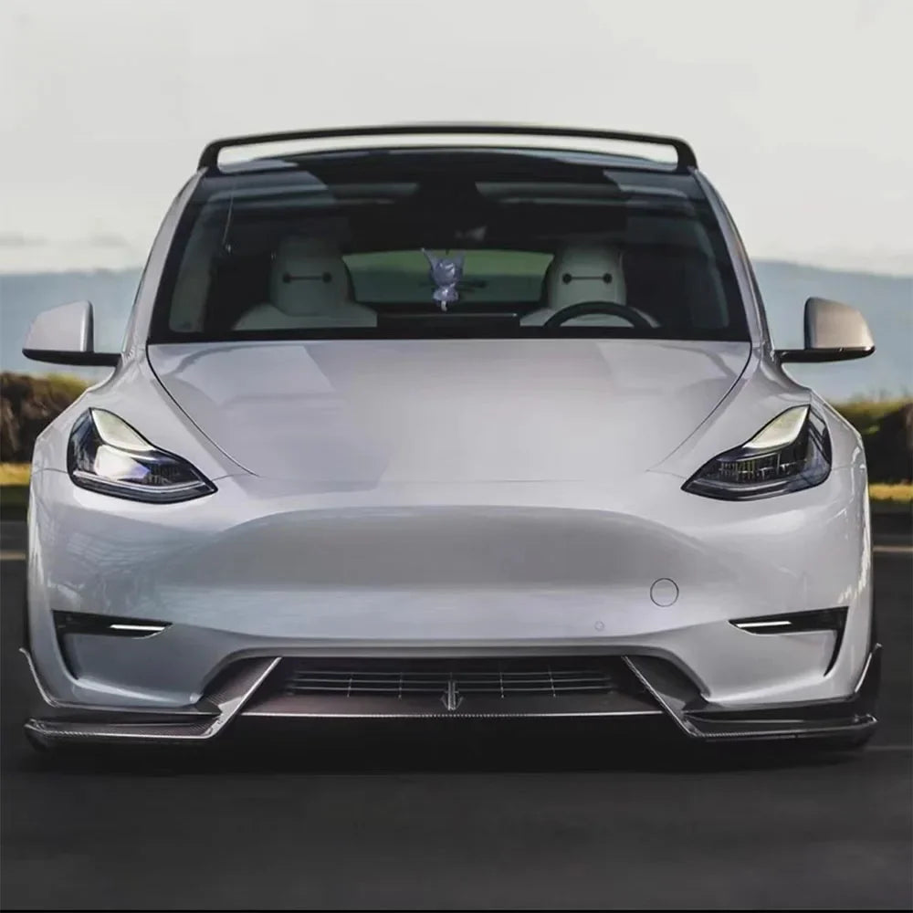 Front Bumper Lip 3Pcs For Tesla Model Y 2020-2024 For Tesla Model 3 2017-2023 Front Bumper Lip Splitter Spoiler, V Style