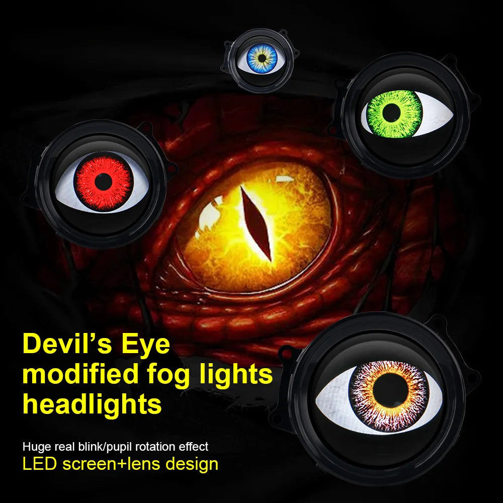 3-inch Devil's Eye LED Car Dynamic Lights Led Lenses Retrofit Kits Assembly Auto Accessories Headlight 12v with Remote Control