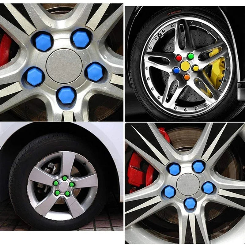 20Pcs Car Nut 15mm 17mm 19mm 21mm Silica Gel Wheel Nuts Screw Bolt Decorative Tire Wheel Tyre Screw Cap Car Wheel Nut Caps