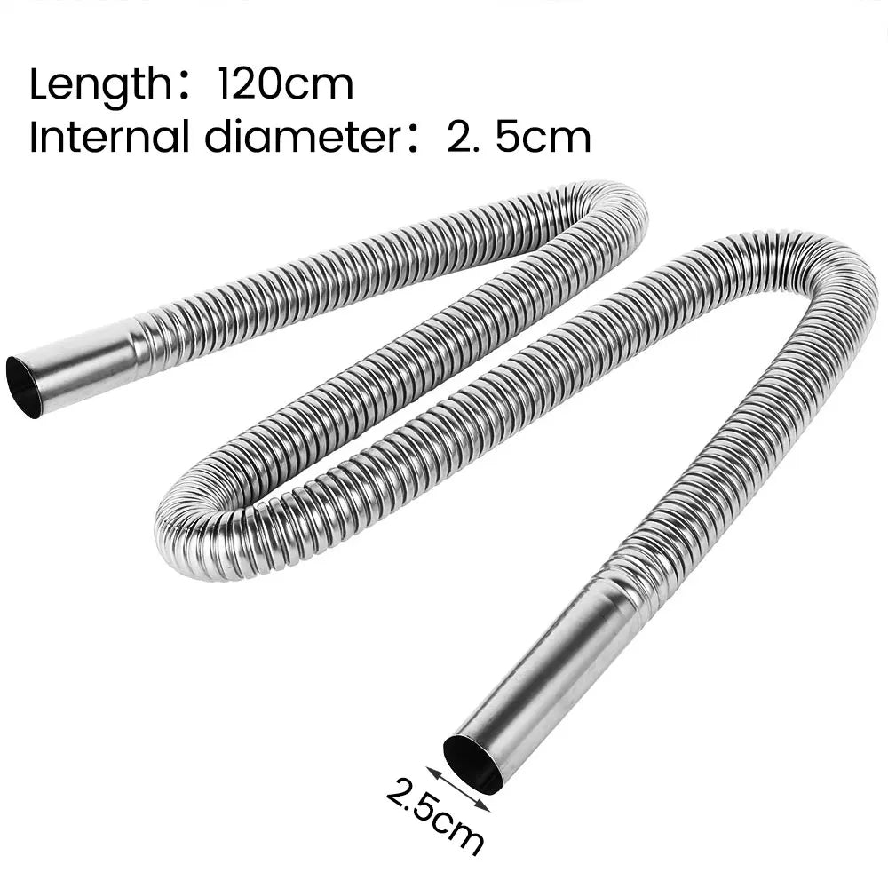 Exhaust pipe 120/150/200CM stainless steel flexible exhaust hose with 2pcs exhaust clamp car generator air diesel parking heater