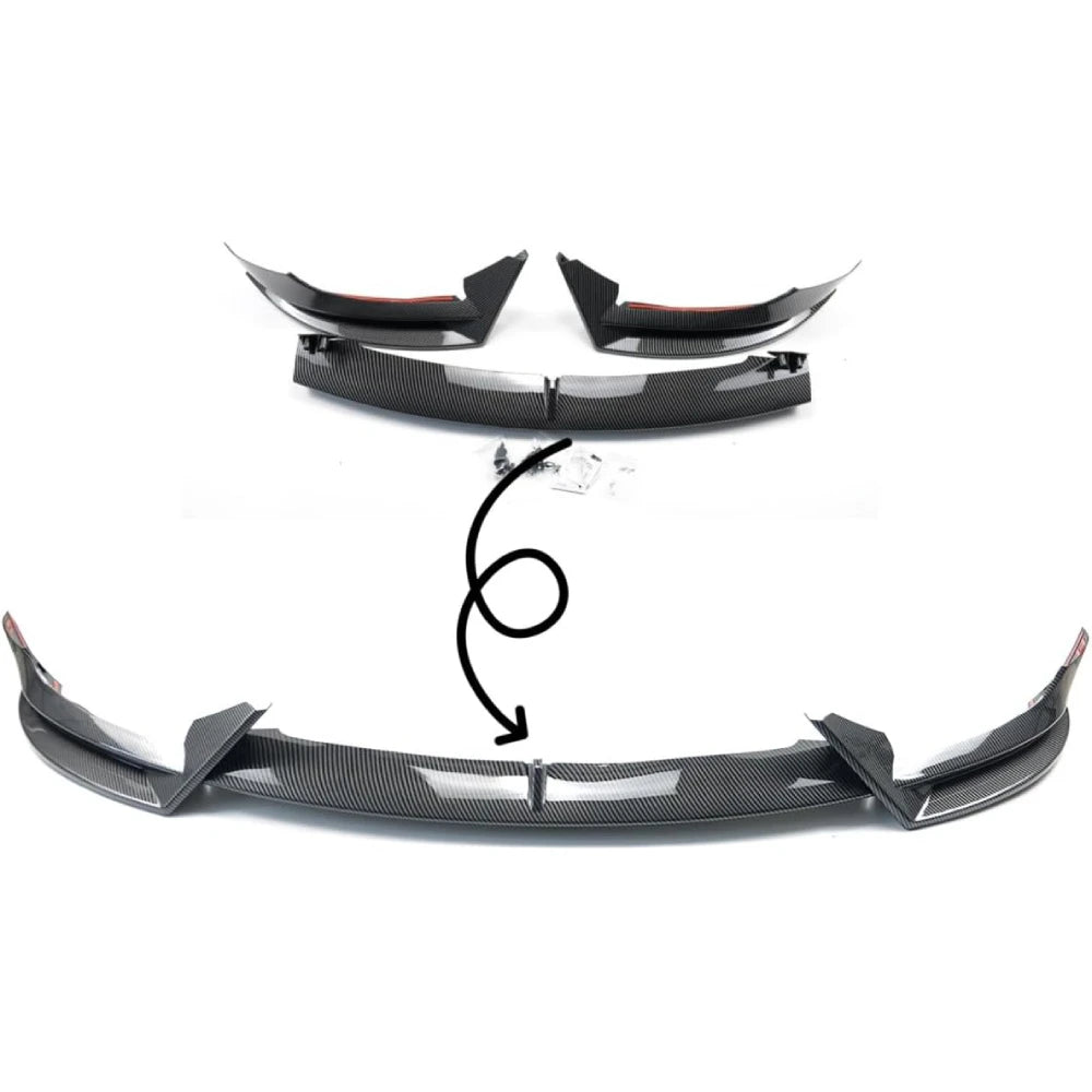Front Bumper Lip 3Pcs For Tesla Model Y 2020-2024 For Tesla Model 3 2017-2023 Front Bumper Lip Splitter Spoiler, V Style