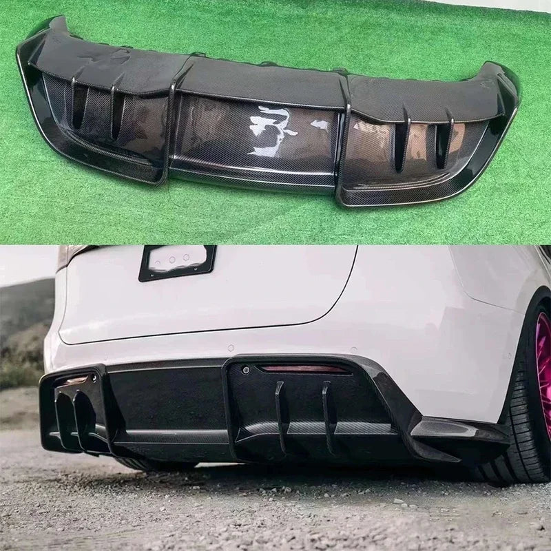 For Tesla Model Y AD style Carbon Fiber Car Rear Bumper Diffuser Rear Splitters Spoiler Back lip Car Accessories body kit