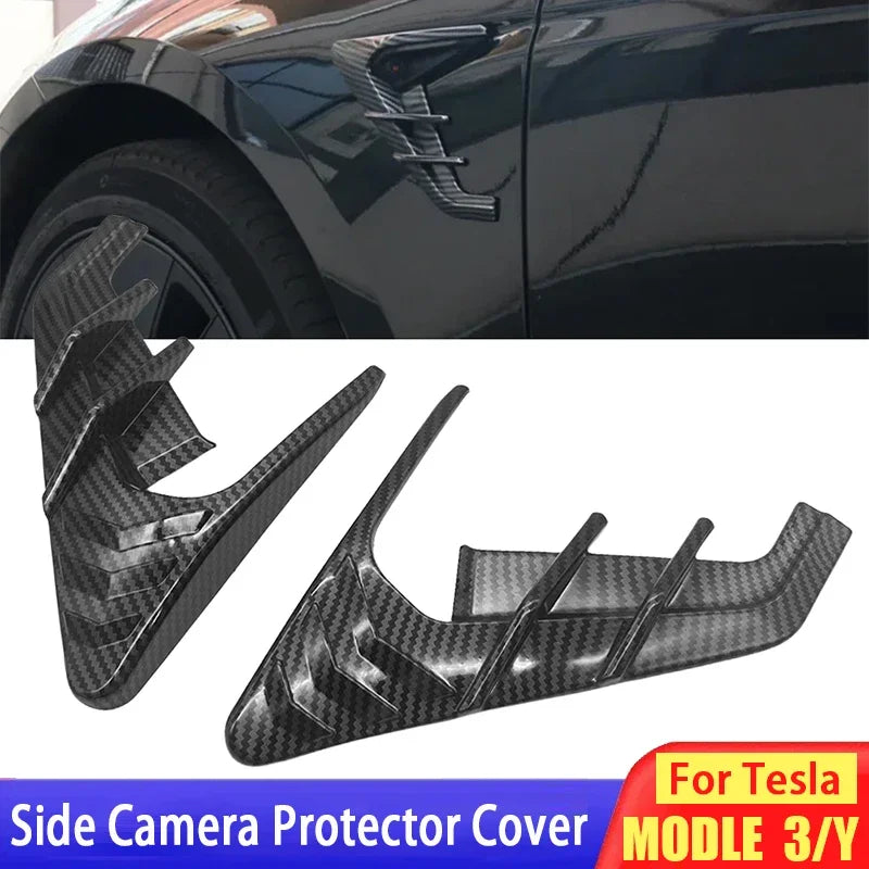 Side Camera Protector Cover for Tesla Model 3 Y Accessories Turn Signal Fender Leaf Board Trim Anti-scratch ABS Carbon Fiber