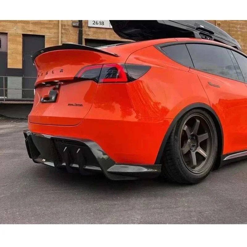 For Tesla Model Y AD style Carbon Fiber Car Rear Bumper Diffuser Rear Splitters Spoiler Back lip Car Accessories body kit