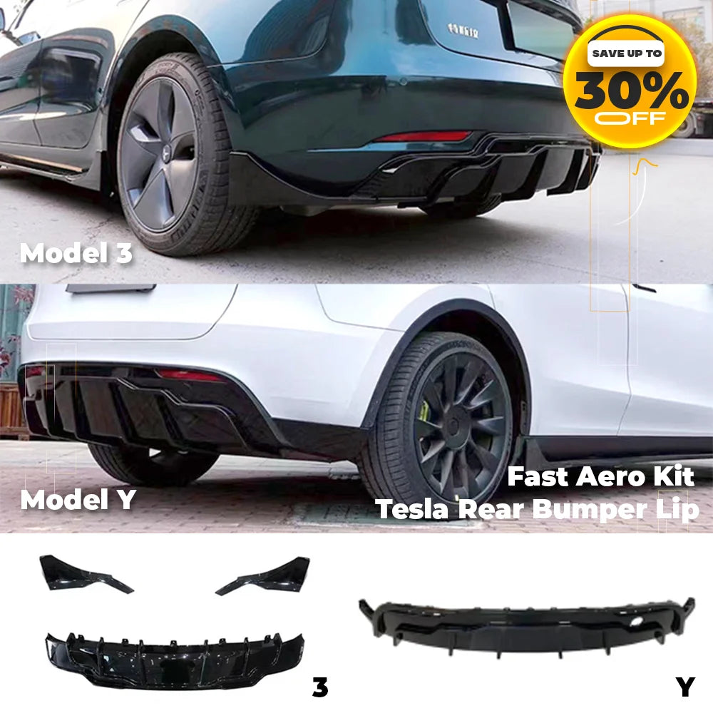 Modely 2023 Rear Diffuser Fast Aero Kits Bumper Lip Chin Body Kit Deflector Tuning Accessories For Tesla Model 3 Y 2017- 2023
