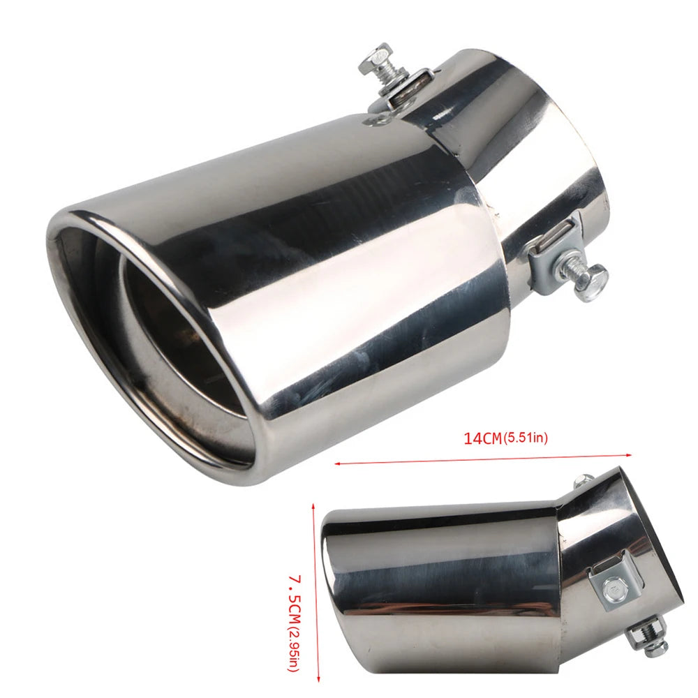 Dual/Single Exhaust Tip Inlet Bolt-on Square Round Edge Tailpipe Muffler Tip Double Outlets Tailpipe Replacement Accessory 