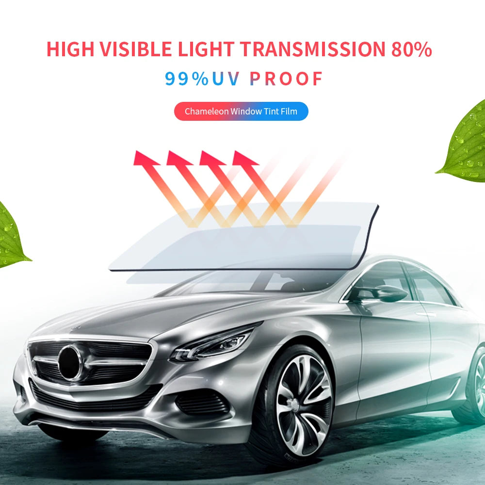 75%VLT Chameleon Car Front Window Tint Film House Window Film Auto Glass Sticker 99% UV Proof Solar Sun Shade Colorful