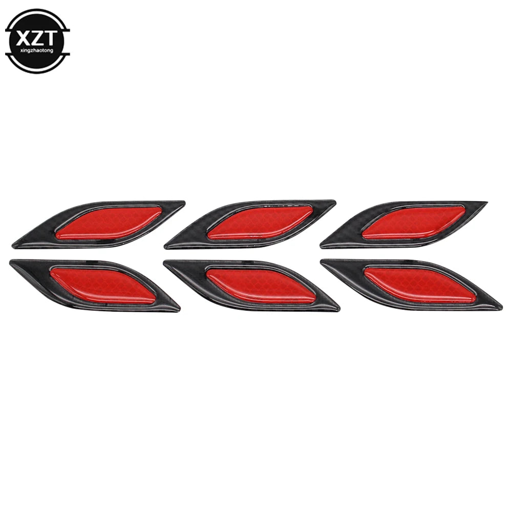 6pcs 3D Car Styling Reflective Carbon Fiber Bumper Strips Safety Warning Tape Secure Reflector Stickers Car Exterior Accessories