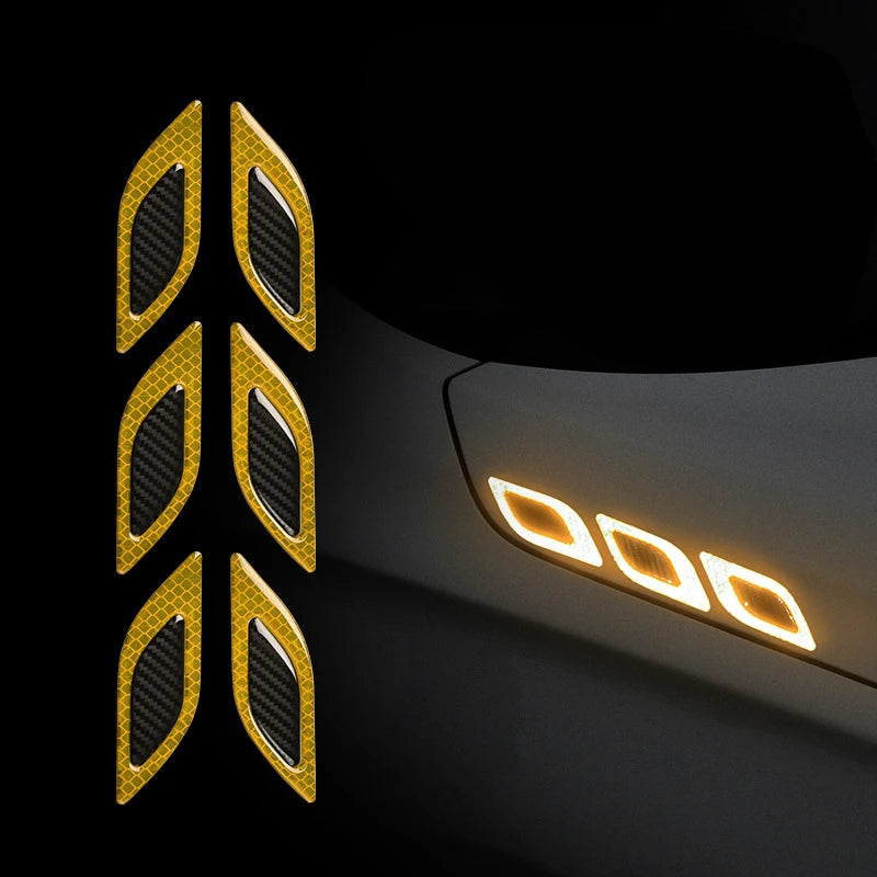3D Car Styling Reflective Strips Carbon Fiber Reflector Sticker Truck Auto Safety Warning Tape Car Exterior Accessories 6pcs