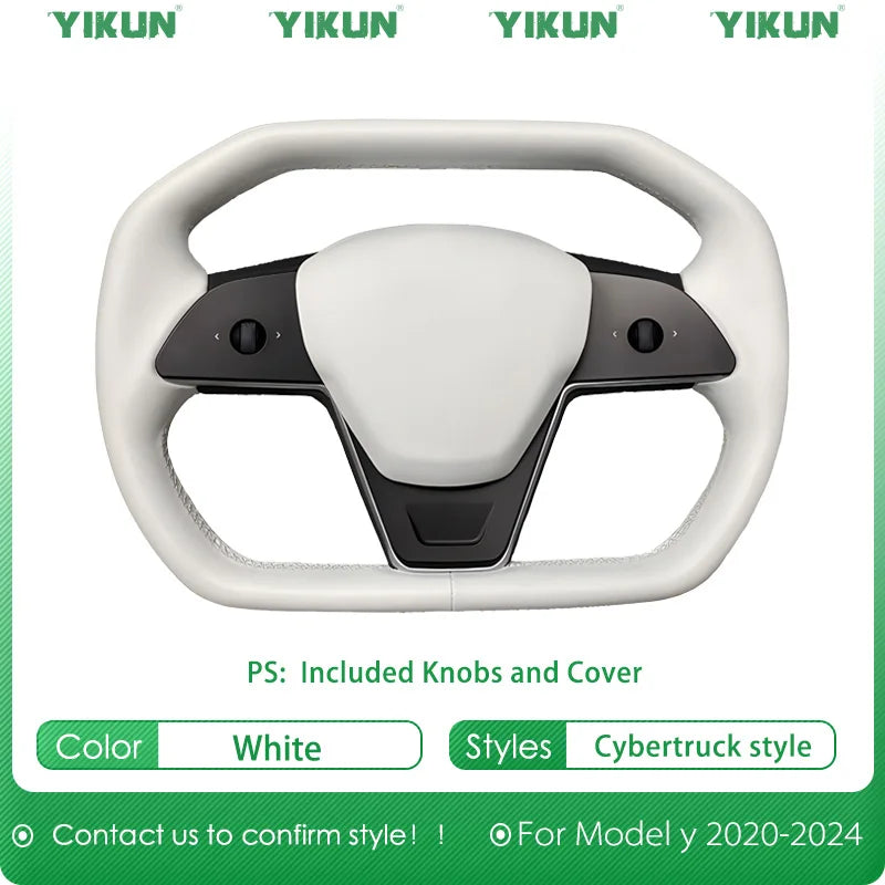 Car Steering Wheel Inspired By Cyberpack Style for Tesal Model Y/3 Highland 2017-2024 with Heating Function Black Leather Yoke