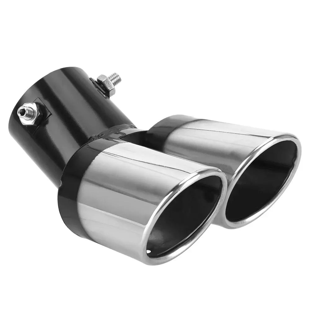 Universal Curved Double Outlet Car Exhaust Trim Muffler Pipe Tail Car Decoration Chrome Tail Pipe Stainless Steel Car Styling