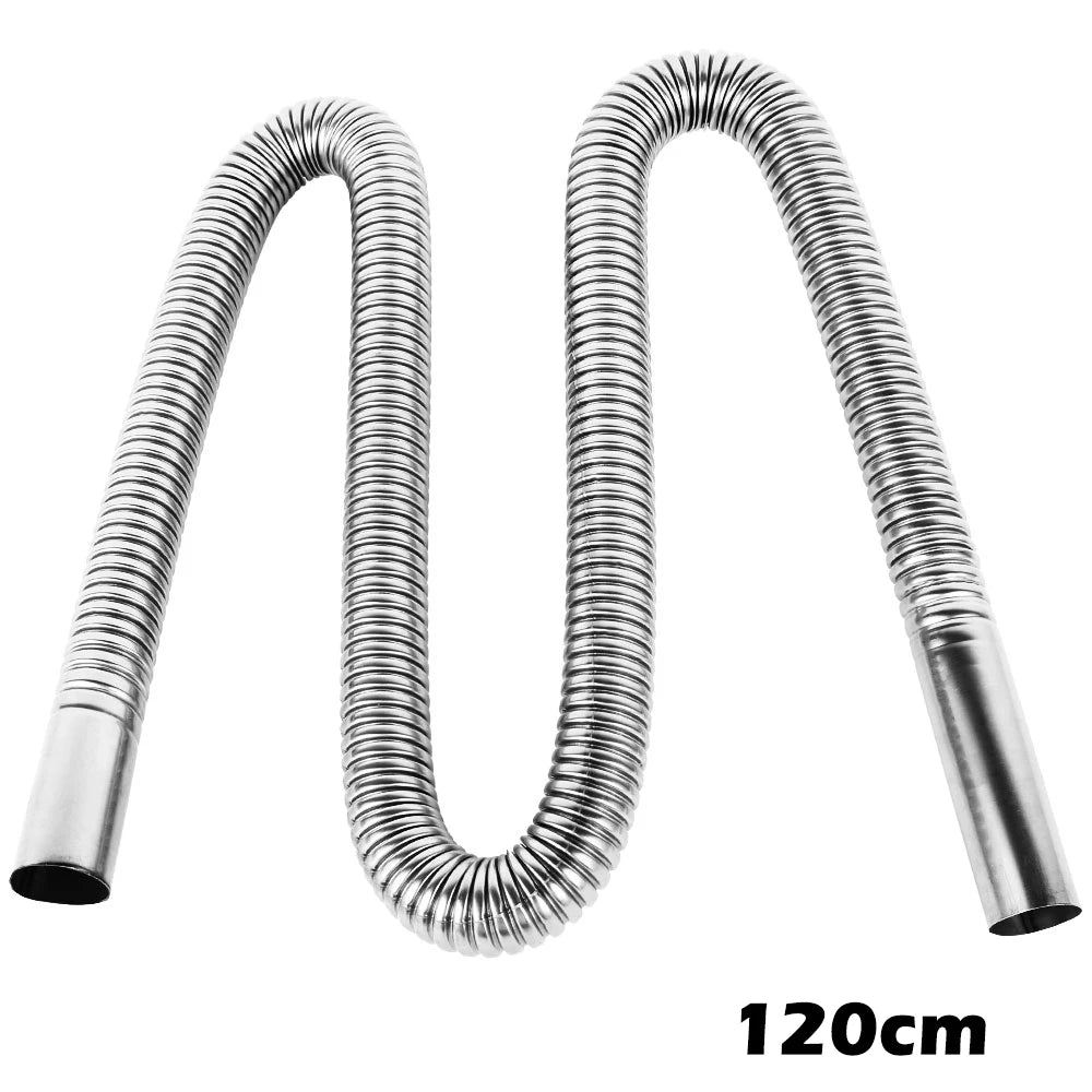 Exhaust pipe 120/150/200CM stainless steel flexible exhaust hose with 2pcs exhaust clamp car generator air diesel parking heater