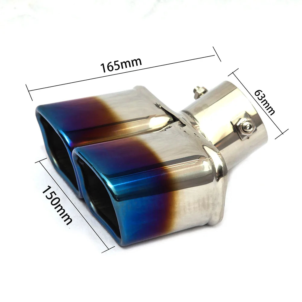 Dual/Single Exhaust Tip Inlet Bolt-on Square Round Edge Tailpipe Muffler Tip Double Outlets Tailpipe Replacement Accessory 