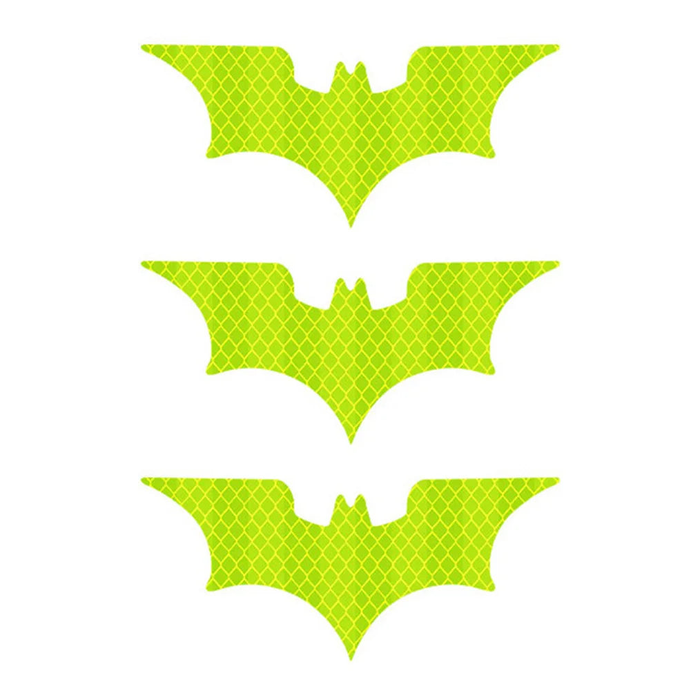 3Pcs/ Set Bat Car Reflective Sticker Electric Vehicle Warning Stickers Safely Night Helmet Decorative Decals Accessoire Voiture