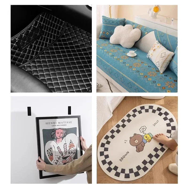 Double Sided Carpet Fixing Sticker Self Adhesive Car Carpet Fixed Patch Fastener Sheets Sofa Floor Foot Mats Anti Skid Grippers