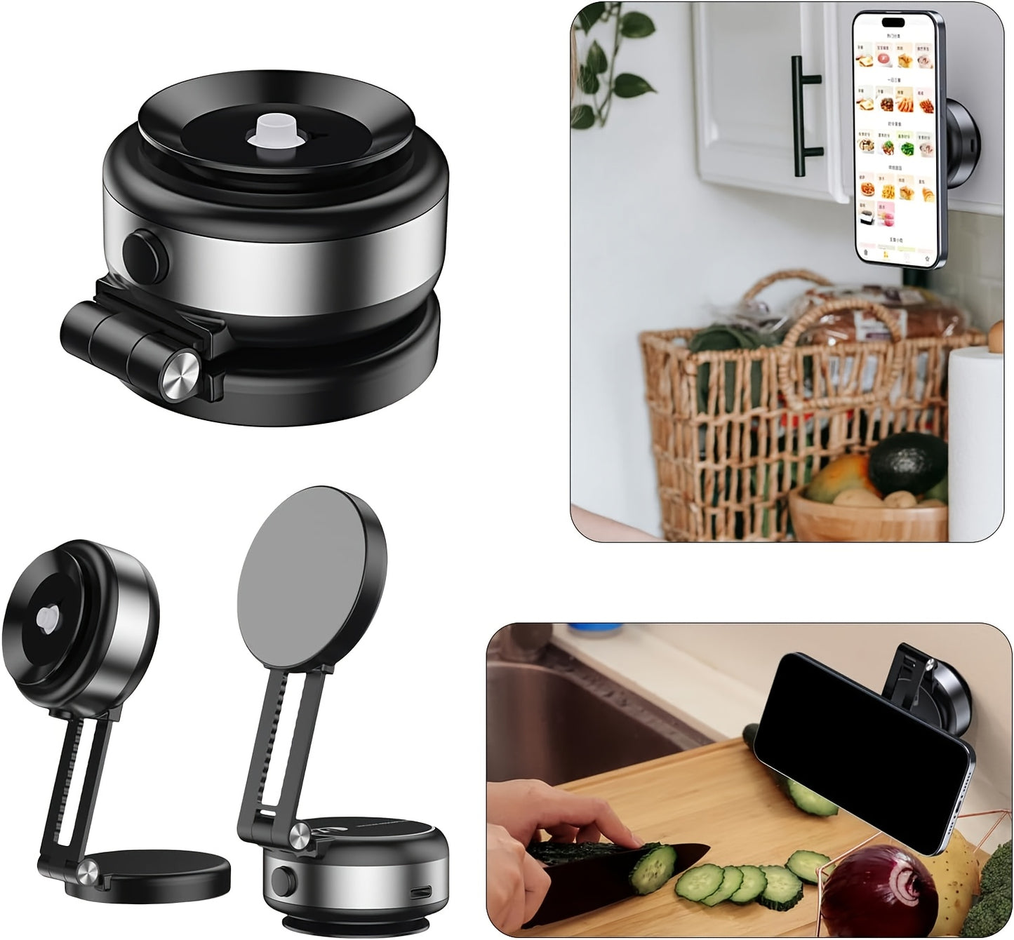 Car Mobile Phone Accessories, Car Mobile Phone Holder Base, Extendable, Electric Vacuum Suction Mobile Phone Holder, with Powerful Magnetic Suction Function, Free Magnetic Suction Accessories, Extended Connecting Rod, Automat
