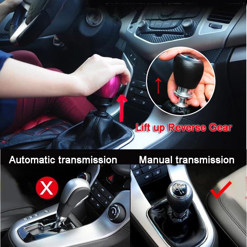 Aluminium MT Manual Car Lift Up Reverse Shift Gear Knob 5 Speed 6 Speed Gear Sticker Lever Shifter Ball - shift - knoobs