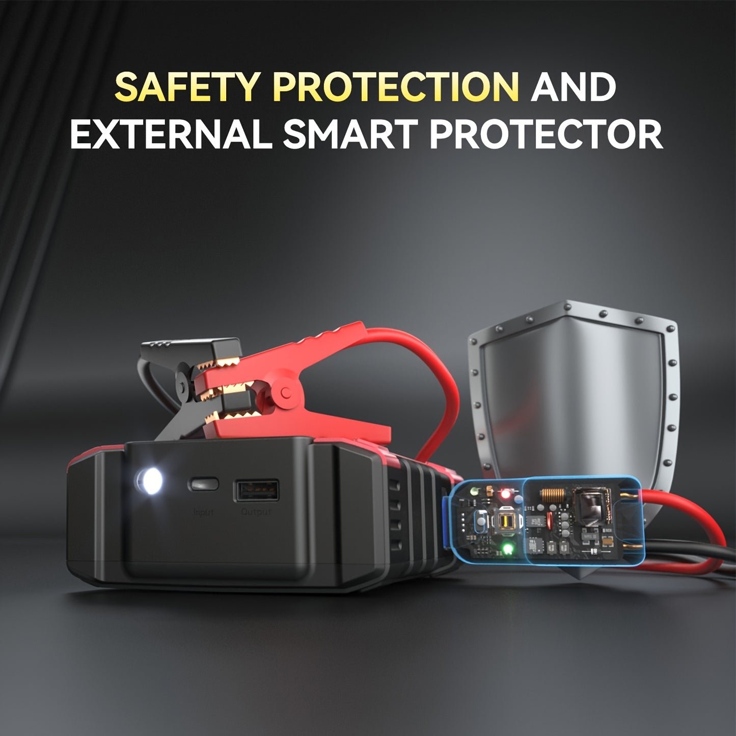 Portable Car Air Compressor & Jump Starter - 3000A Peak Power, 12V, Fast Charging, Digital Tire Inflator, LED Light, Compact Design for Gas/Diesel Engines (Copy)