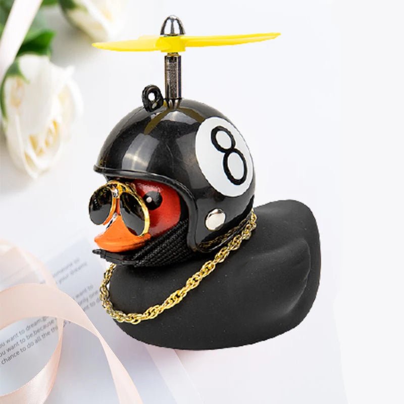 Car Duck With Helmet Broken Wind Pendant Small Yellow Duck Road Bike Motor Helmet Riding Cycling Accessories Without Lights - shift - knoobs