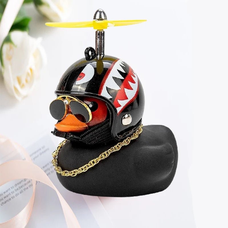 Car Duck With Helmet Broken Wind Pendant Small Yellow Duck Road Bike Motor Helmet Riding Cycling Accessories Without Lights - shift - knoobs