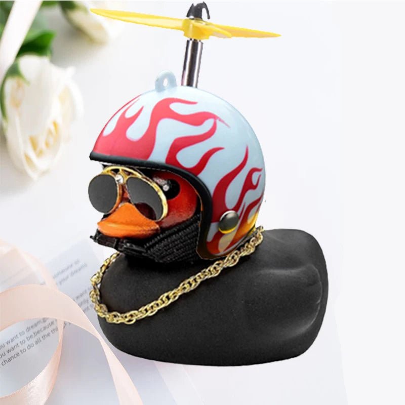 Car Duck With Helmet Broken Wind Pendant Small Yellow Duck Road Bike Motor Helmet Riding Cycling Accessories Without Lights - shift - knoobs