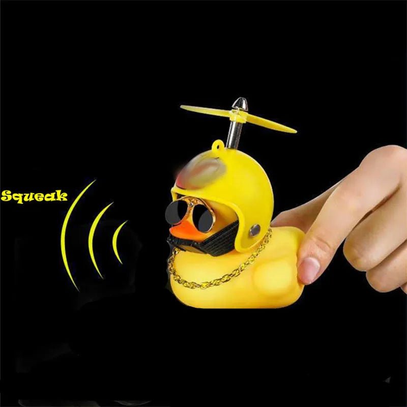 Car Duck With Helmet Broken Wind Pendant Small Yellow Duck Road Bike Motor Helmet Riding Cycling Accessories Without Lights - shift - knoobs