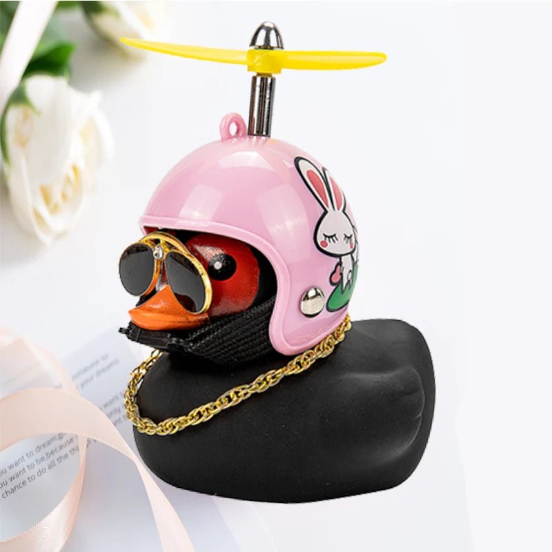 Car Duck With Helmet Broken Wind Pendant Small Yellow Duck Road Bike Motor Helmet Riding Cycling Accessories Without Lights - shift - knoobs