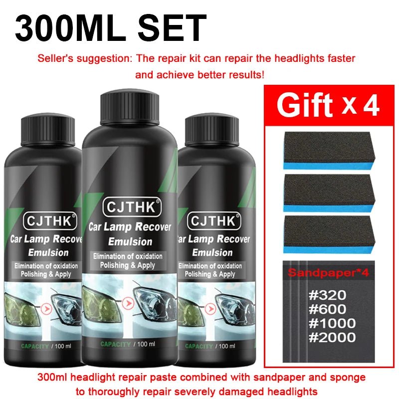 Car Headlight Restoration Polishing Kits Headlamp Scratch Remover Repair Cleaning Paste Remove Oxidation Headlight Polish Liquid - shift - knoobs