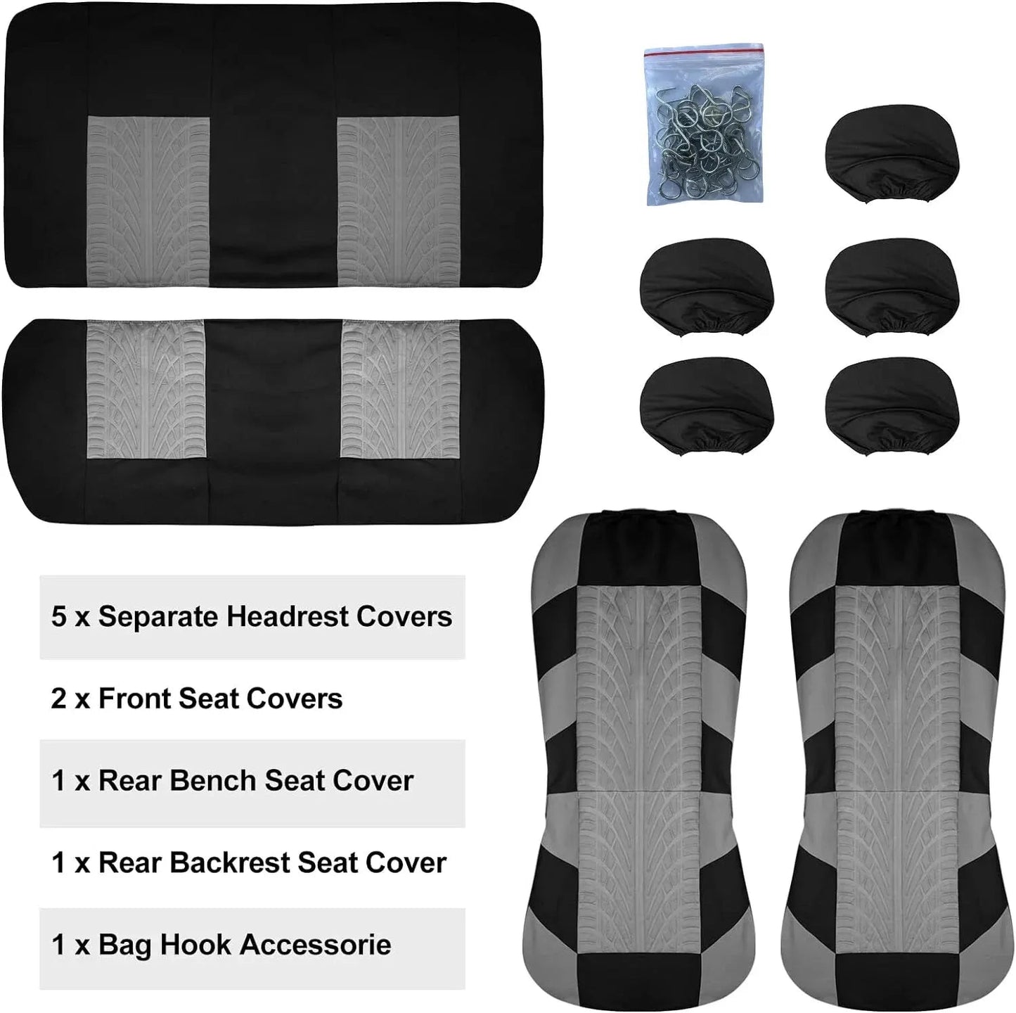 Car Seat Covers Full Set Front Split Rear Bench For Car Universal Cloth SUV Sedan Van Automotive Interior Covers - shift - knoobs