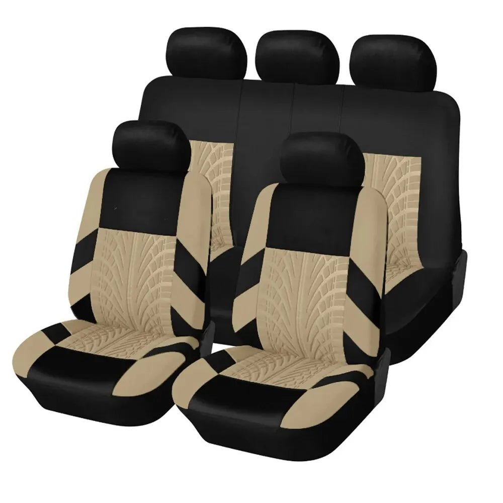 Car Seat Covers Full Set Front Split Rear Bench For Car Universal Cloth SUV Sedan Van Automotive Interior Covers - shift - knoobs