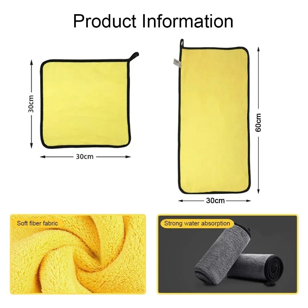 Cars Wash Microfiber Towel 30x30/60CM Car Cleaning Drying Cloth Hemming Cars Care Cloth Detailing Car Wash Towel - shift - knoobs