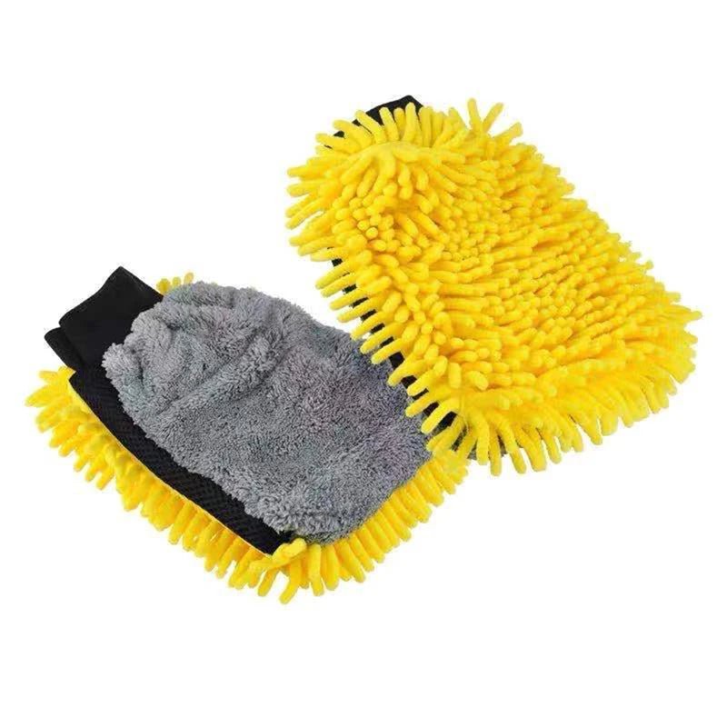 Chenille Car Wash Gloves Microfiber Wipe Car Sponge Scratch Free Car Wash Cleaning Coral Velvet Double - Sided Car Cleaning Tool - shift - knoobs