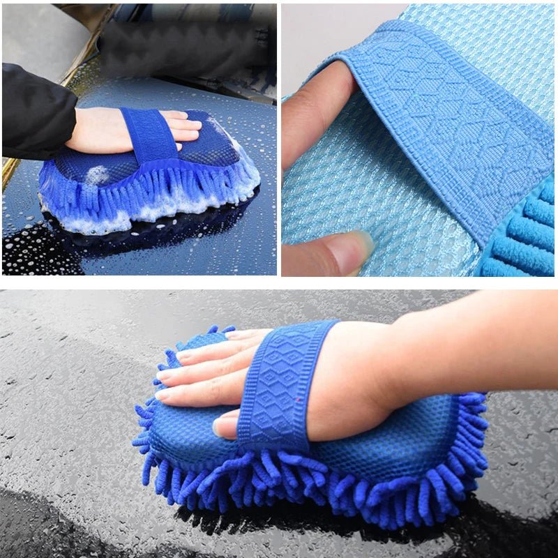 Chenille Car Wash Gloves Microfiber Wipe Car Sponge Scratch Free Car Wash Cleaning Coral Velvet Double - Sided Car Cleaning Tool - shift - knoobs