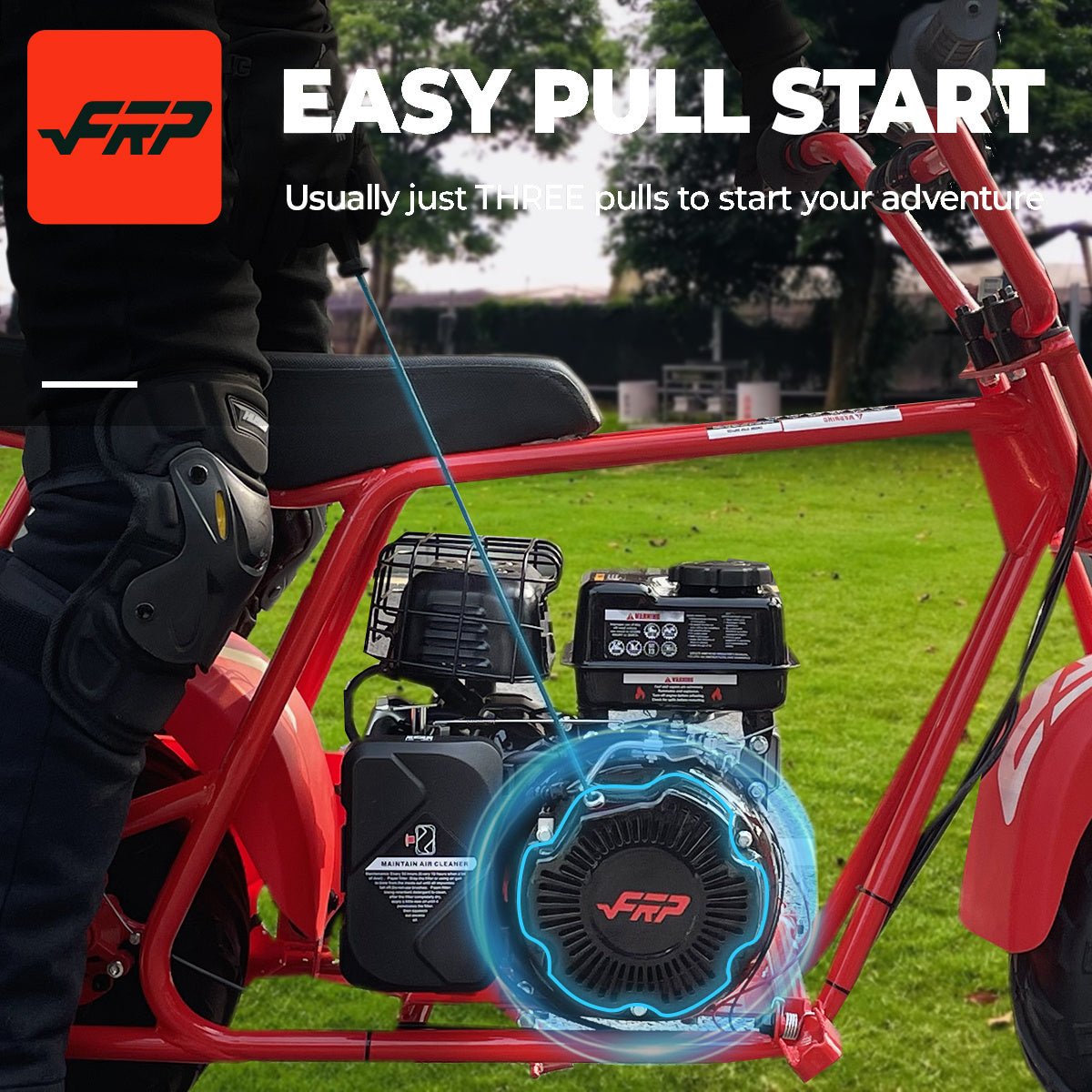 FRP GMB100 Mini Bike, 99CC 4 - Stroke Mini Bikes for Adults, Gas Powered Mini Dirt Bike, Off - Road Motorcycle W/Neck Gaiter, Weight Support Up to 220 LBS 20mph - shift - knoobs