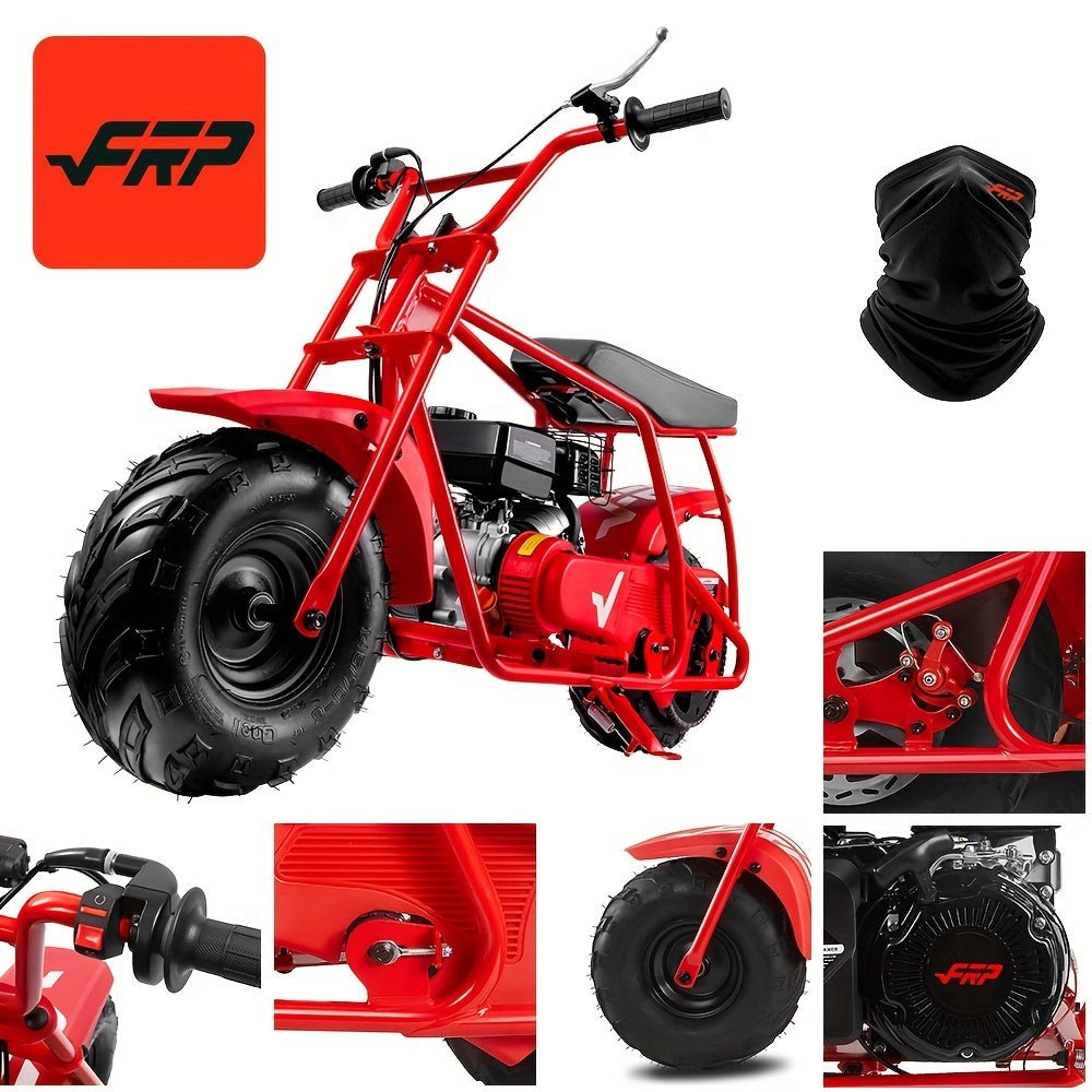 FRP GMB100 Mini Bike, 99CC 4 - Stroke Mini Bikes for Adults, Gas Powered Mini Dirt Bike, Off - Road Motorcycle W/Neck Gaiter, Weight Support Up to 220 LBS 20mph - shift - knoobs