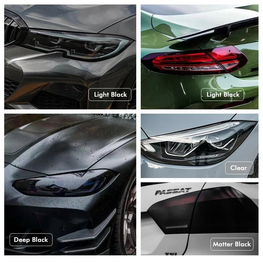 Gloss Transparent Light Black Smoke PVC Film Tint Headlight Taillight Wrap Cover Film Foil Sticker Cover Armored Film for Cars - shift - knoobs