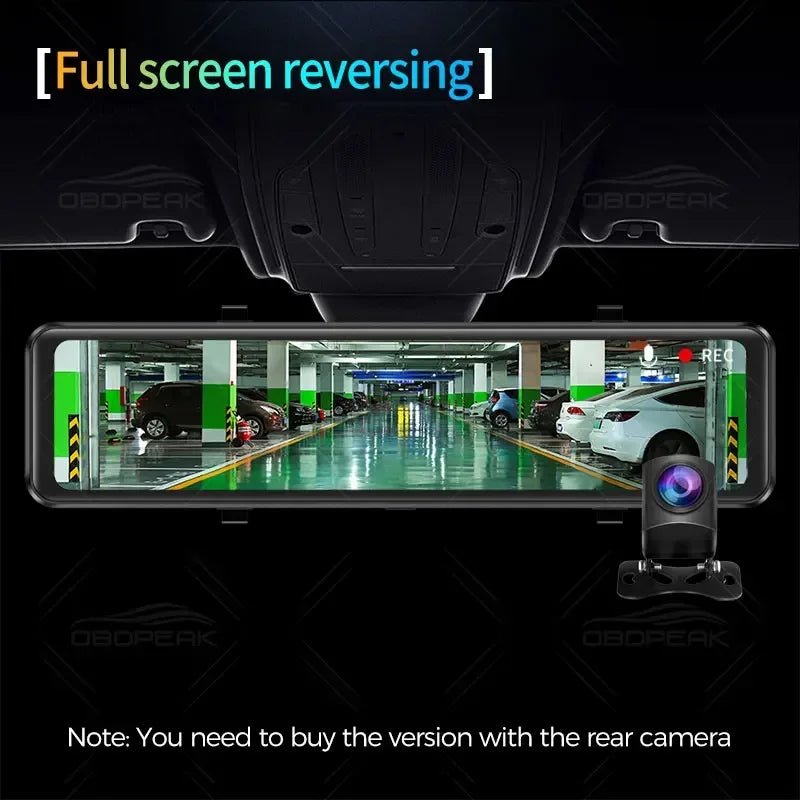 K4 11.26 Inch Carplay & Android Auto 4K 2160P Wifi Dash Cam Rearview Mirror Car DVR GPS Navigation Video Recorder Dual Lens - shift - knoobs