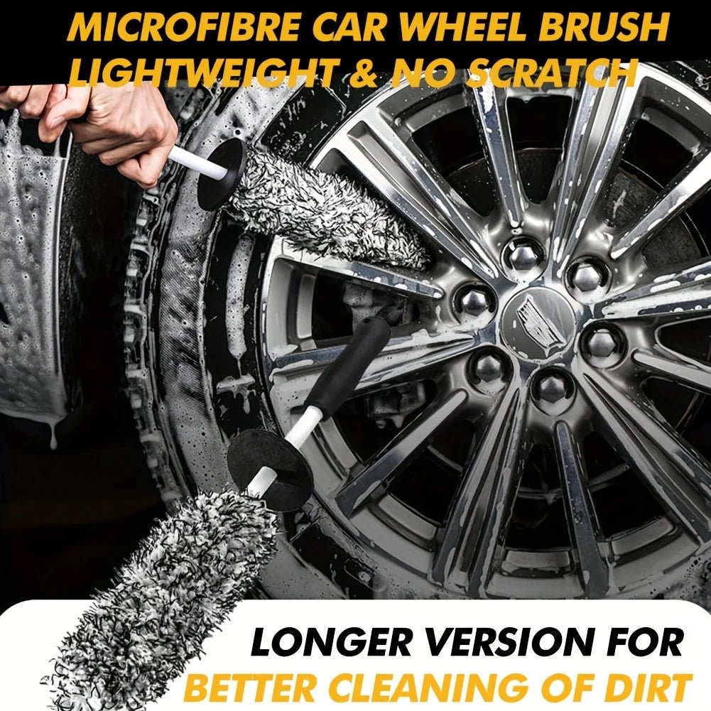 Microfiber Wheel Brush For A Particularly Gentle Cleaning Up To The Wheel Deep Bed, Long Car Wheel Cleaning Brush - shift - knoobs