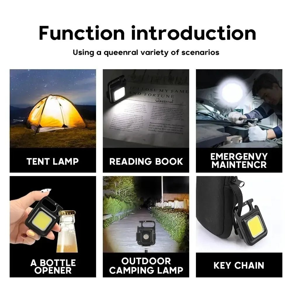 Mini LED Flashlight Keychain Multifunctional Portable COB Camping Lamps USB Charging Work Lights Outdoor Fishing Hiking Lanterna - shift - knoobs