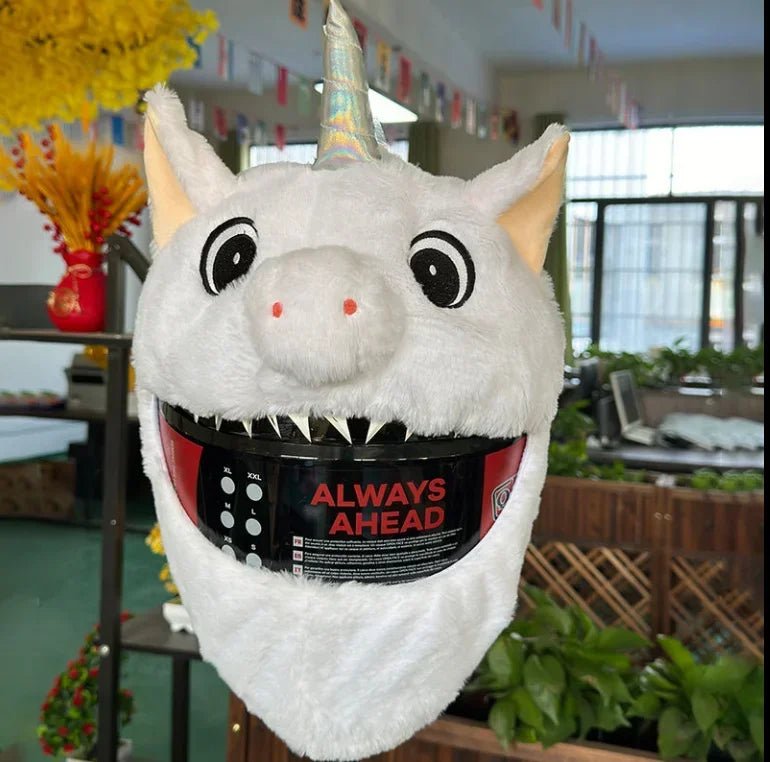 Motorcycle Full Helmet Cover Cartoon Plush Animal Helmet Cover Dust Protection Funny Helmet Cover Motorcycle Accessories - shift - knoobs