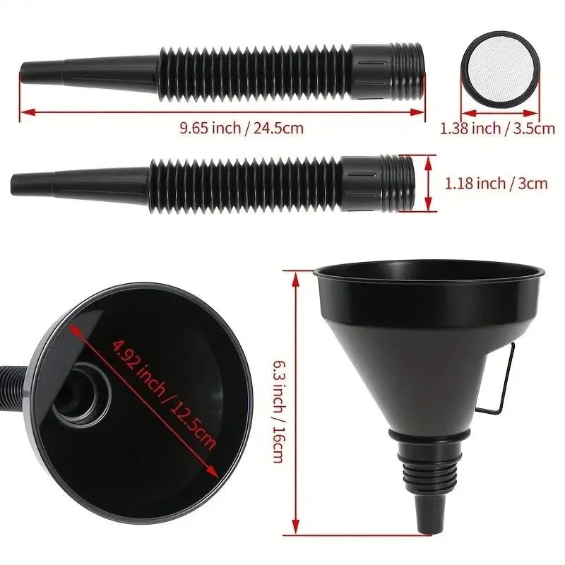 Multi functional car fuel funnel portable refueling funnel for cars and motorcycles, long nozzle, large diameter refueling parts - shift - knoobs