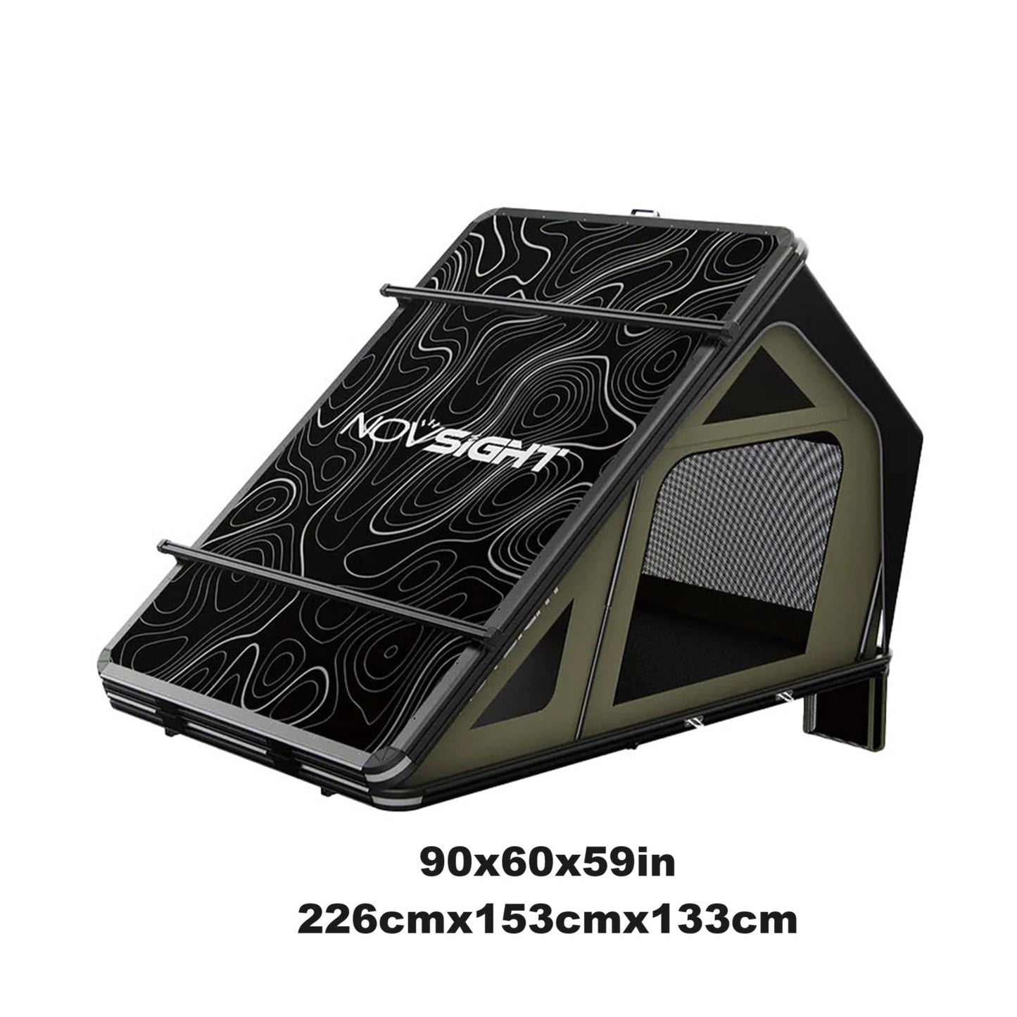 NOVSIGHT Black Roof Top Hard Shell Rooftop Tent 2 - 3 People Car Camping All Season with Luggage Rack Waterproof Rooftop Tent for for Jeep SUV Truck Overland Car Roof Tent For Camping with Ladder - shift - knoobs