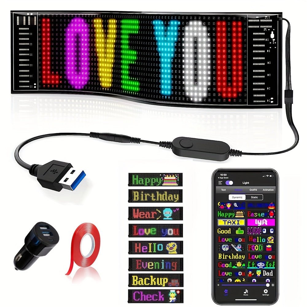 Scrolling Bright Advertising LED Signs, Flexible USB 5V LED Sign, App Control Custom Text Pattern Animation Programmable LED Display For Store, Hotel, Party - shift - knoobs