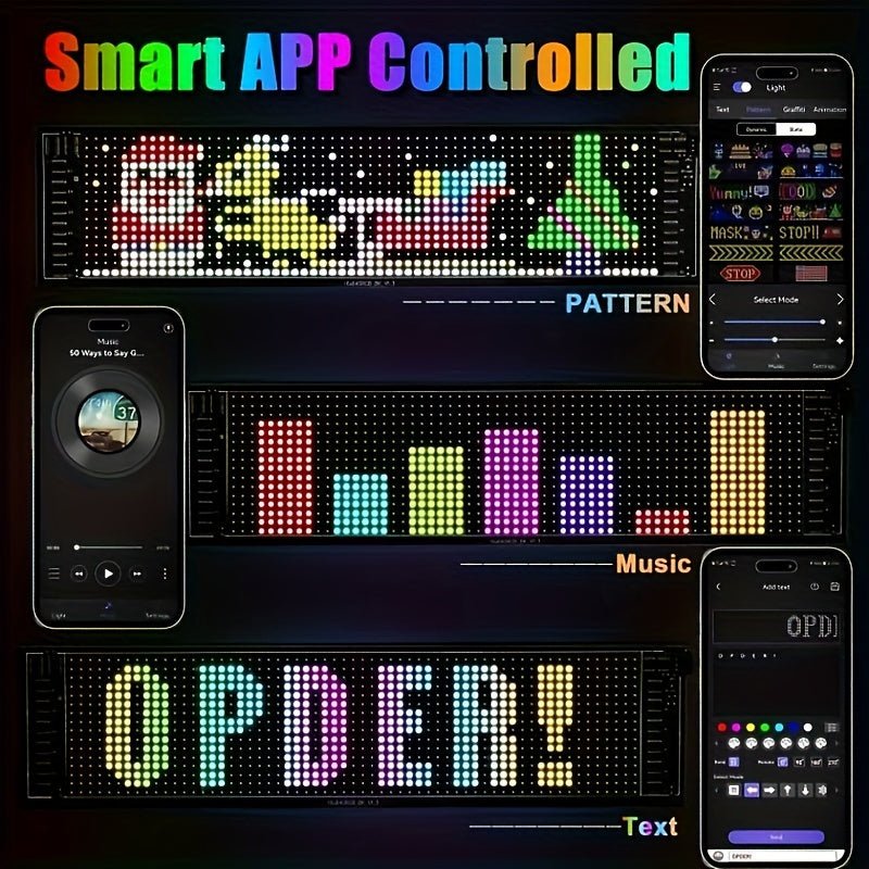 Scrolling Bright Advertising LED Signs, Flexible USB 5V LED Sign, App Control Custom Text Pattern Animation Programmable LED Display For Store, Hotel, Party - shift - knoobs