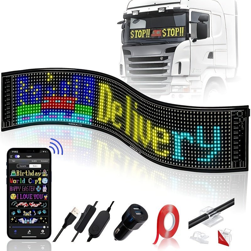 Scrolling Bright Advertising LED Signs, Flexible USB 5V LED Sign, App Control Custom Text Pattern Animation Programmable LED Display For Store, Hotel, Party - shift - knoobs