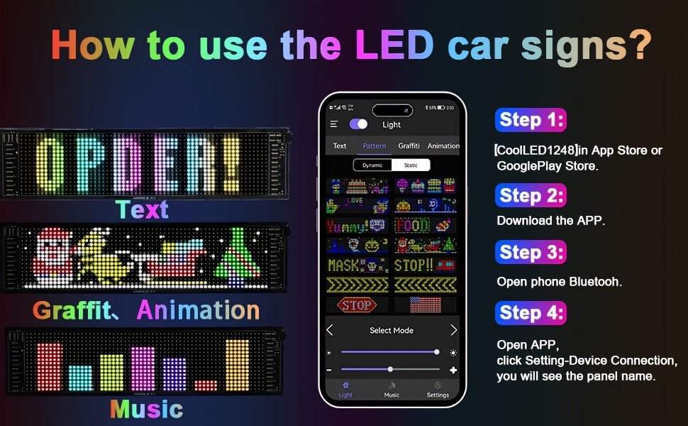 Scrolling Bright Advertising LED Signs, Flexible USB 5V LED Sign, App Control Custom Text Pattern Animation Programmable LED Display For Store, Hotel, Party - shift - knoobs