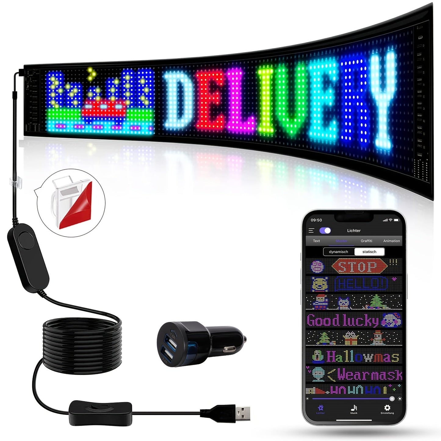 Scrolling Bright Advertising LED Signs, Flexible USB 5V LED Sign, App Control Custom Text Pattern Animation Programmable LED Display For Store, Hotel, Party - shift - knoobs