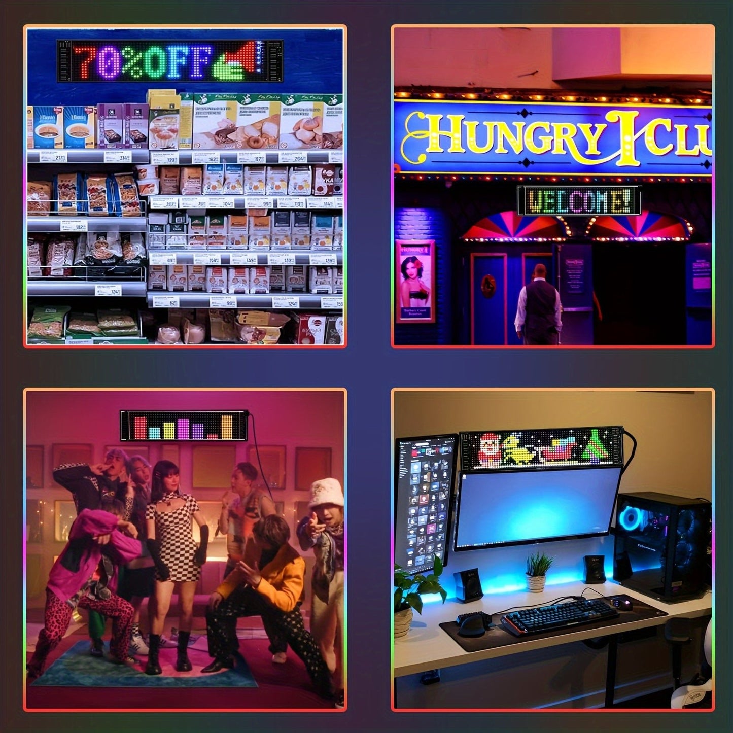 Scrolling Bright Advertising LED Signs, Flexible USB 5V LED Sign, App Control Custom Text Pattern Animation Programmable LED Display For Store, Hotel, Party - shift - knoobs
