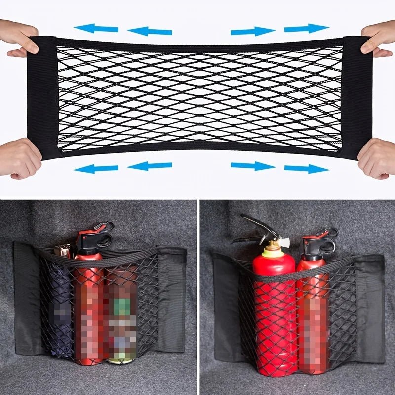 Universal Car Storage Bag Double Mesh Trunk Storage Net, Car Built - in Storage Bag, Car Fire Extinguisher Fixed Net - shift - knoobs